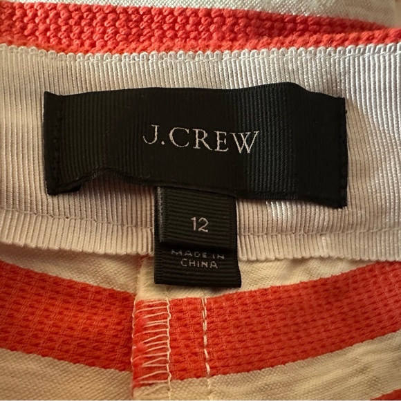 J Crew Women Short Size 12 Orange Striped Textured Chino Flat Front Inseam 3 - Picture 6 of 11